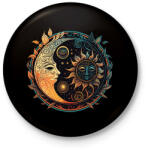 printfashion Nap és Hold - Kitűző, hűtőmágnes - Fekete (13206536)