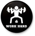 printfashion Fehér WORK HARD edzős felszerelés - Kitűző, hűtőmágnes - Fekete (3099959)
