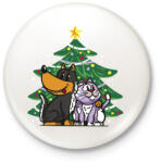 printfashion Kutya és macska karácsony - Kitűző, hűtőmágnes - Fehér (5571914)