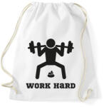 printfashion Work Hard - vicces póló edzéshez - Sportzsák, Tornazsák - Fehér (2028357)
