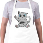 printfashion Cica gamer - Kötény - Fehér (4914426)