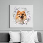 printfashion pomerániai törpespicc virágokkal - Vászonkép - Fehér (15110135)
