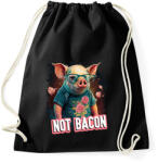 printfashion Vegán malac - not bacon - Sportzsák, Tornazsák - Fekete (12652090)