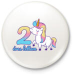 printfashion Unikornis: 2 éves lettem - Kitűző, hűtőmágnes - Fehér (3090068)