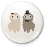 printfashion Alpaca pár - Kitűző, hűtőmágnes - Fehér (5315854)