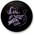 printfashion life is better with cats - Kitűző, hűtőmágnes - Fekete (5724485)