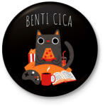 printfashion Benti cica - Kitűző, hűtőmágnes - Fekete (5362194)