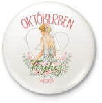 printfashion Októberben férjhez megyek - Kitűző, hűtőmágnes - Fehér (7338117)