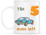 printfashion Kék kocsi - névvel, számmal - Bögre - Fehér (6241428)