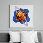 printfashion Blue cat planet - Vászonkép - Fehér (6640774)
