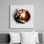 printfashion Szarvas - erdei naplemente - ajándék vadászoknak - Vászonkép - Fehér (15385378)