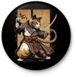 printfashion Ninja macska - Kitűző, hűtőmágnes - Fekete (12675644)