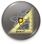 printfashion Atom és vonalzó - Kitűző, hűtőmágnes - Sötétszürke (8406468)