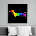 printfashion Szivárvány testű tacskó - Vászonkép - Fekete (13418420)