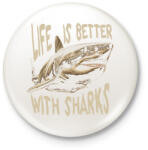 printfashion Cápa - Kitűző, hűtőmágnes - Fehér (14276350)