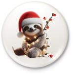 printfashion Cuki vicces karácsonyi party lajhár - Kitűző, hűtőmágnes - Fehér (15250278)