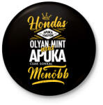 printfashion Hondás apuka - Kitűző, hűtőmágnes - Fekete (4450617)