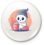 printfashion Cuki Szellem Pumpkin Spice Lattéval - Kitűző, hűtőmágnes - Fehér (16709000)