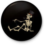 printfashion Pipás csontváz - Kitűző, hűtőmágnes - Fekete (3099087)