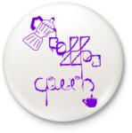 printfashion CoffeeQueenPurple - Kitűző, hűtőmágnes - Fehér (5583173)