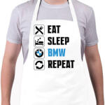 printfashion Eat Sleep Bmw - Kötény - Fehér (14787223)