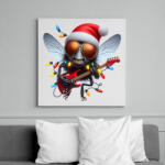 printfashion Vicces karácsonyi gitáros rocker party légy / bogár - Vászonkép - Fehér (15247776)