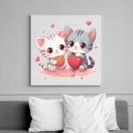 printfashion Cicás szív - Vászonkép - Fehér (14250592)