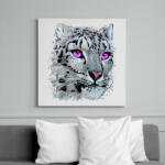 printfashion Hópárduc - lila szemmel - Vászonkép - Fehér (13234087)