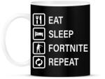printfashion Eat Sleep Fortnite Repeat - Fehér - Bögre - Fekete (1551872)