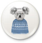 printfashion Winter koala - Kitűző, hűtőmágnes - Fehér (3076085)