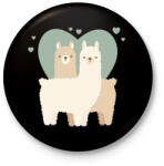 printfashion Láma Love - Kitűző, hűtőmágnes - Fekete (3100766)