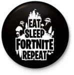 printfashion Eat Sleep Fortnite Repeat Style - Fehér - Kitűző, hűtőmágnes - Fekete (3097578)