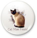 printfashion cat mom forever - Kitűző, hűtőmágnes - Fehér (3088142)
