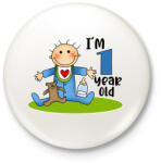 printfashion 1 year old" for boy - Kitűző, hűtőmágnes - Fehér (13437379)