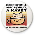 printfashion Szeretem a macskákat és még talán 3 embert - Kitűző, hűtőmágnes - Fehér (16322529)