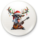 printfashion Vicces karácsonyi rocker party rénszarvas - Mikulás ruhában - Kitűző, hűtőmágnes - Fehér (15236051)