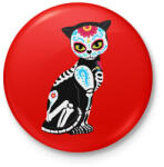 printfashion Cukorkoponya cica - Kitűző, hűtőmágnes - Piros (4236441)