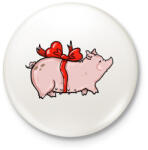 printfashion Ajándék malac - Kitűző, hűtőmágnes - Fehér (3932238)