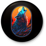 printfashion Farkas üvöltés a teliholdnál - Kitűző, hűtőmágnes - Fekete (12753435)