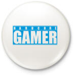 printfashion Hardcore Gamer - Kitűző, hűtőmágnes - Fehér (3077615)