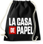 printfashion La casa de papel fehér felirat - Sportzsák, Tornazsák - Fekete (4298225)