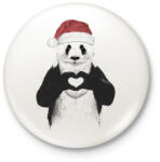 printfashion Santa panda - Kitűző, hűtőmágnes - Fehér (3076084)