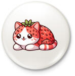 printfashion Eper cica - Kitűző, hűtőmágnes - Fehér (16064064)