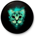 printfashion Kozmosz macska - Kitűző, hűtőmágnes - Fekete (3091096)