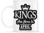 printfashion KINGS are born in April - fekete - Bögre - Fehér (5510115)