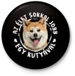 printfashion Akita Inu - Kitűző, hűtőmágnes - Fekete (5440485)