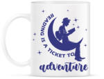 printfashion Reading is a ticket to adventure - Bögre - Fehér (7261409)