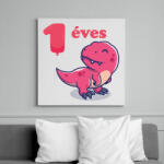printfashion Dínós minta - Vászonkép - Fehér (6640503)