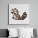 printfashion Cute Raccoon - Vászonkép - Fehér (6625502)