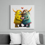 printfashion Vicces Szörnyecskés - cuki, csúnya, szerelmes minta - Vászonkép - Fehér (11869426)